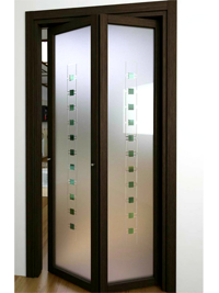 Складные двери гармошка с матовым стеклом Тихорецк