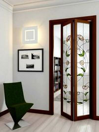Двери гармошка с витражным декором Тихорецк